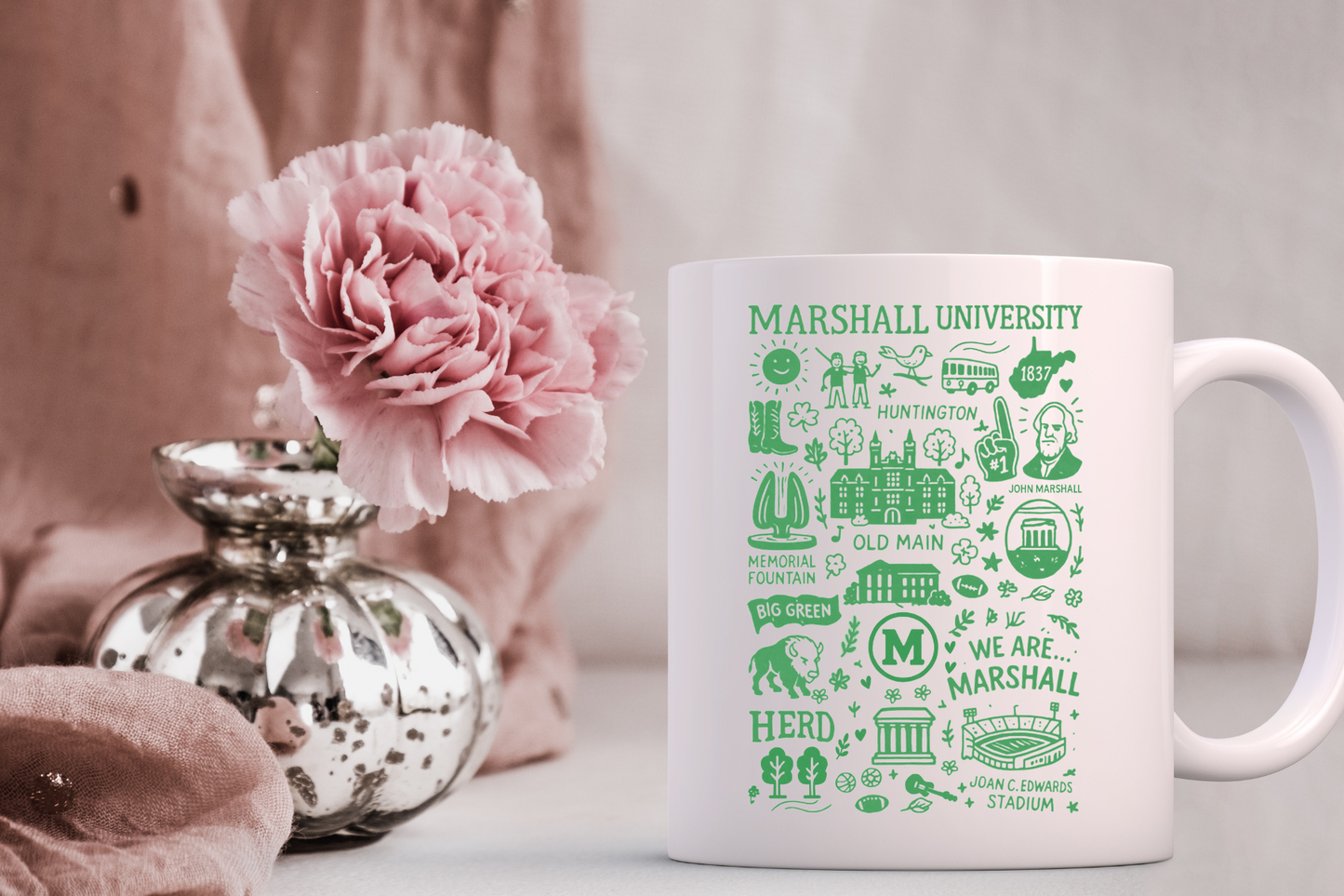 Marshall University doodle- coffee mug 15 oz gift