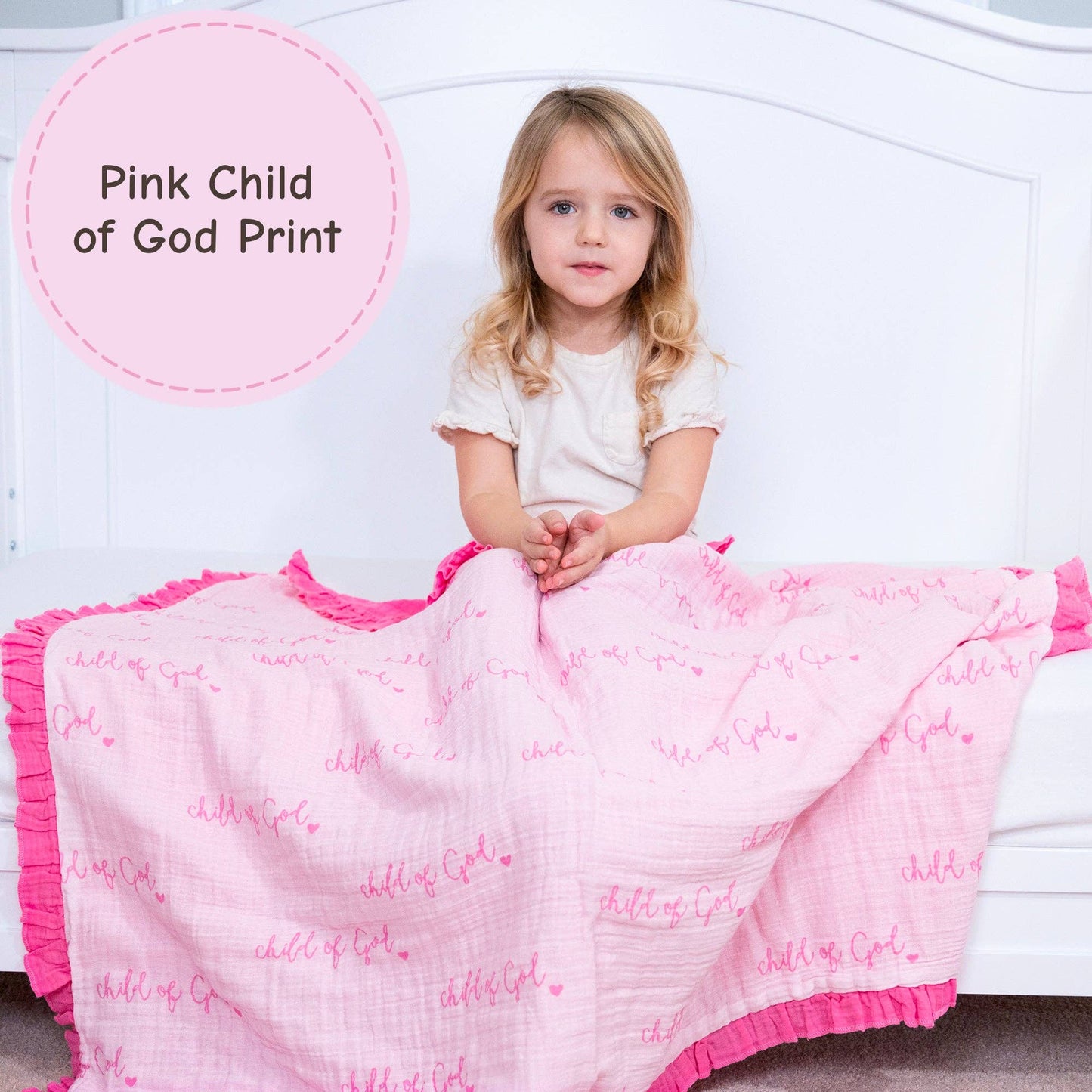 Muslin Quilt Baby & Kids Ruffle Blanket Pink Child of God