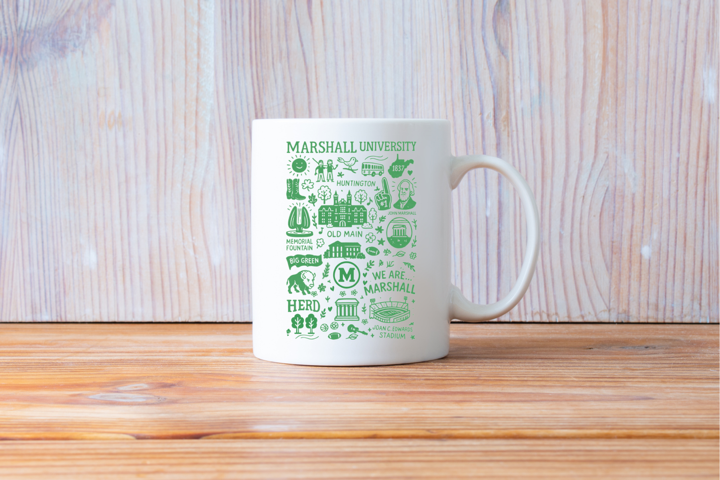 Marshall University doodle- coffee mug 15 oz gift