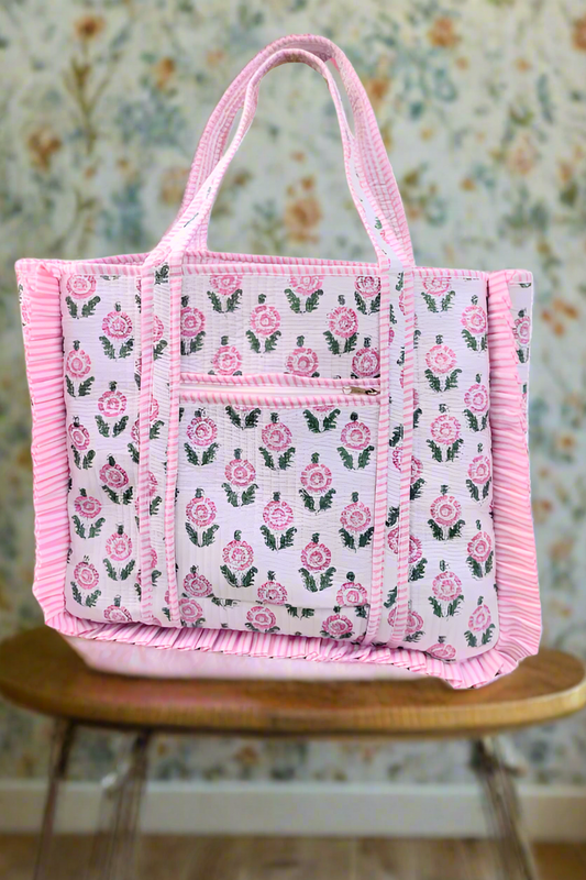 SC - ETA 5/23 - Avery Pink Floral Patterned Tote Bag