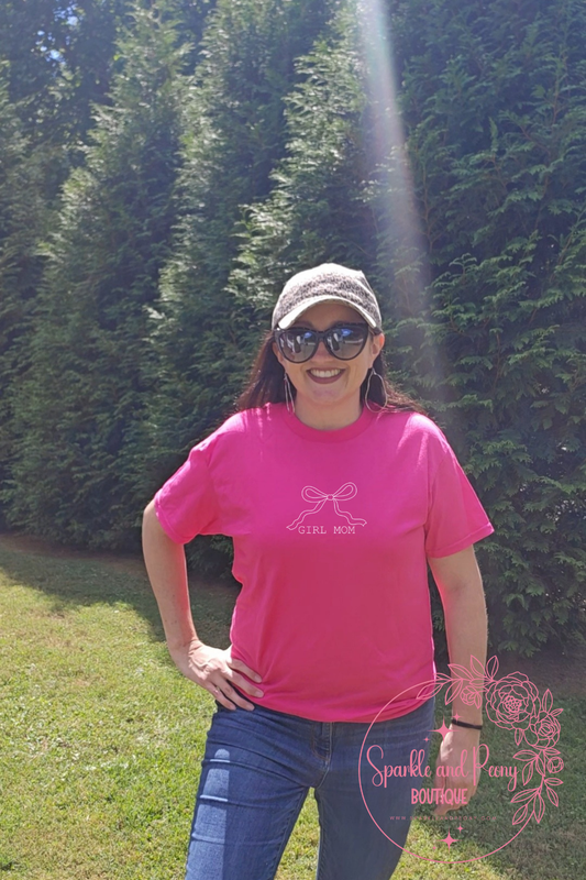 girl mom bow graphic tee