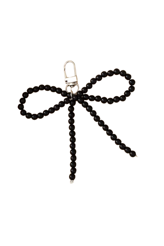 black pearl bow bag charm