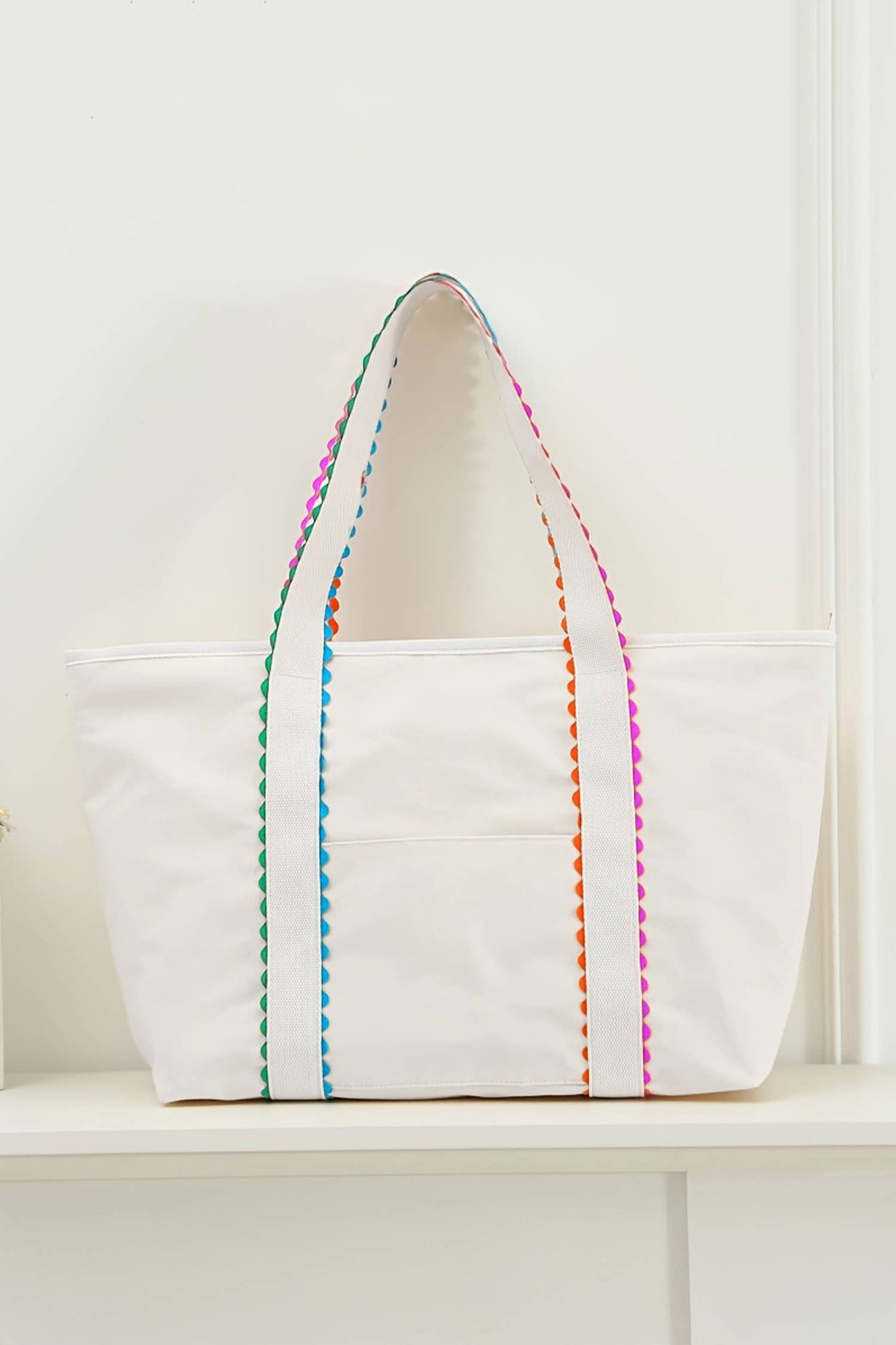 66 Colorful Ricrac-Trimmed Canvas Everyday Tote Bag