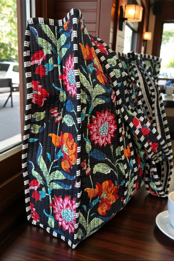 SC - Lennox Black Floral Tote Bag