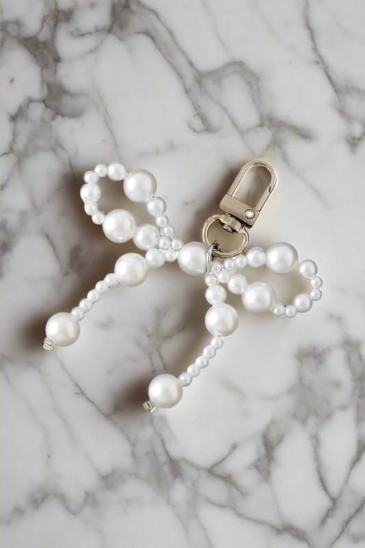 SC - White Pearl Bow Purse Charm