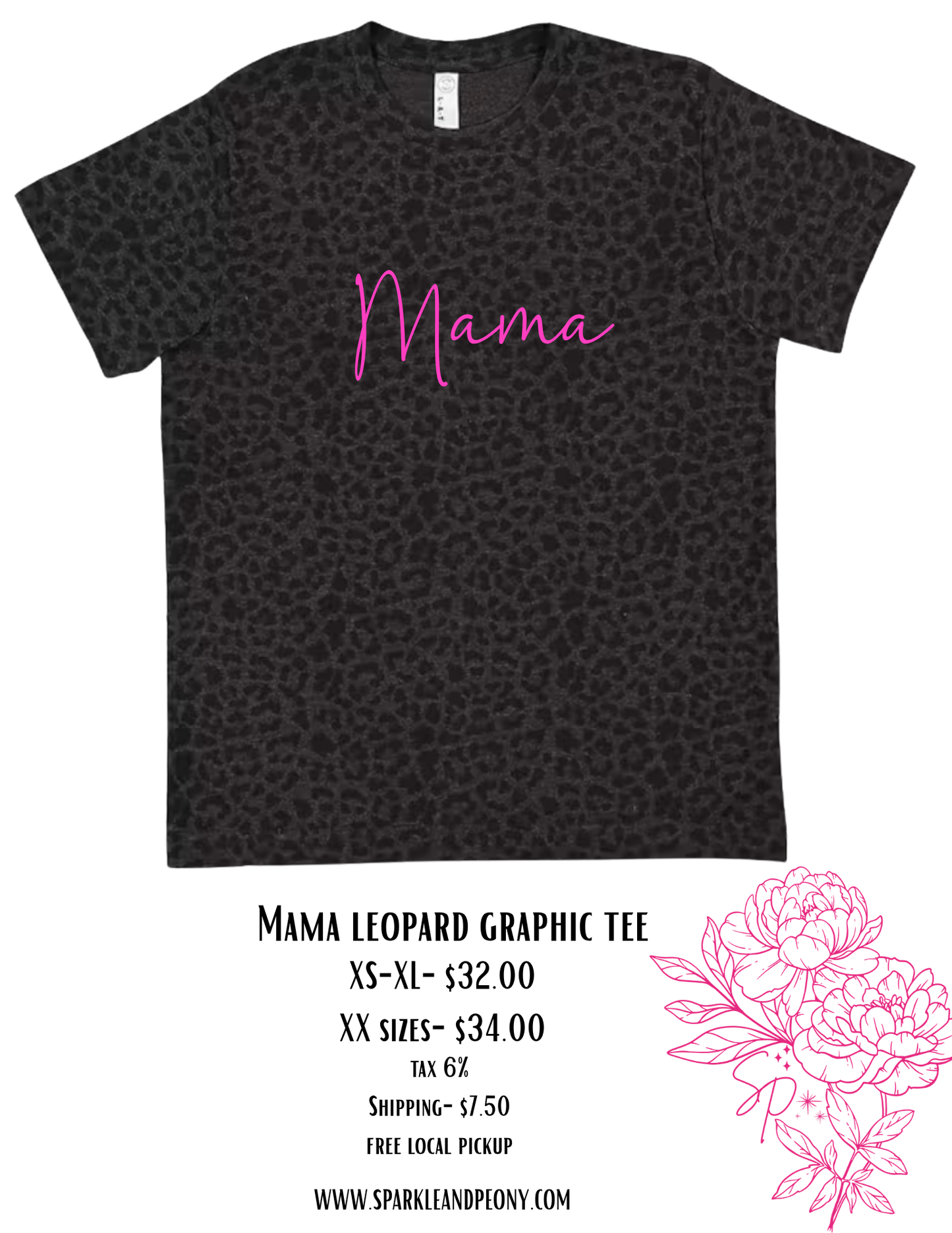 Mama black leopard graphic tee
