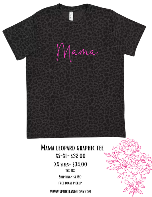 Mama black leopard graphic tee