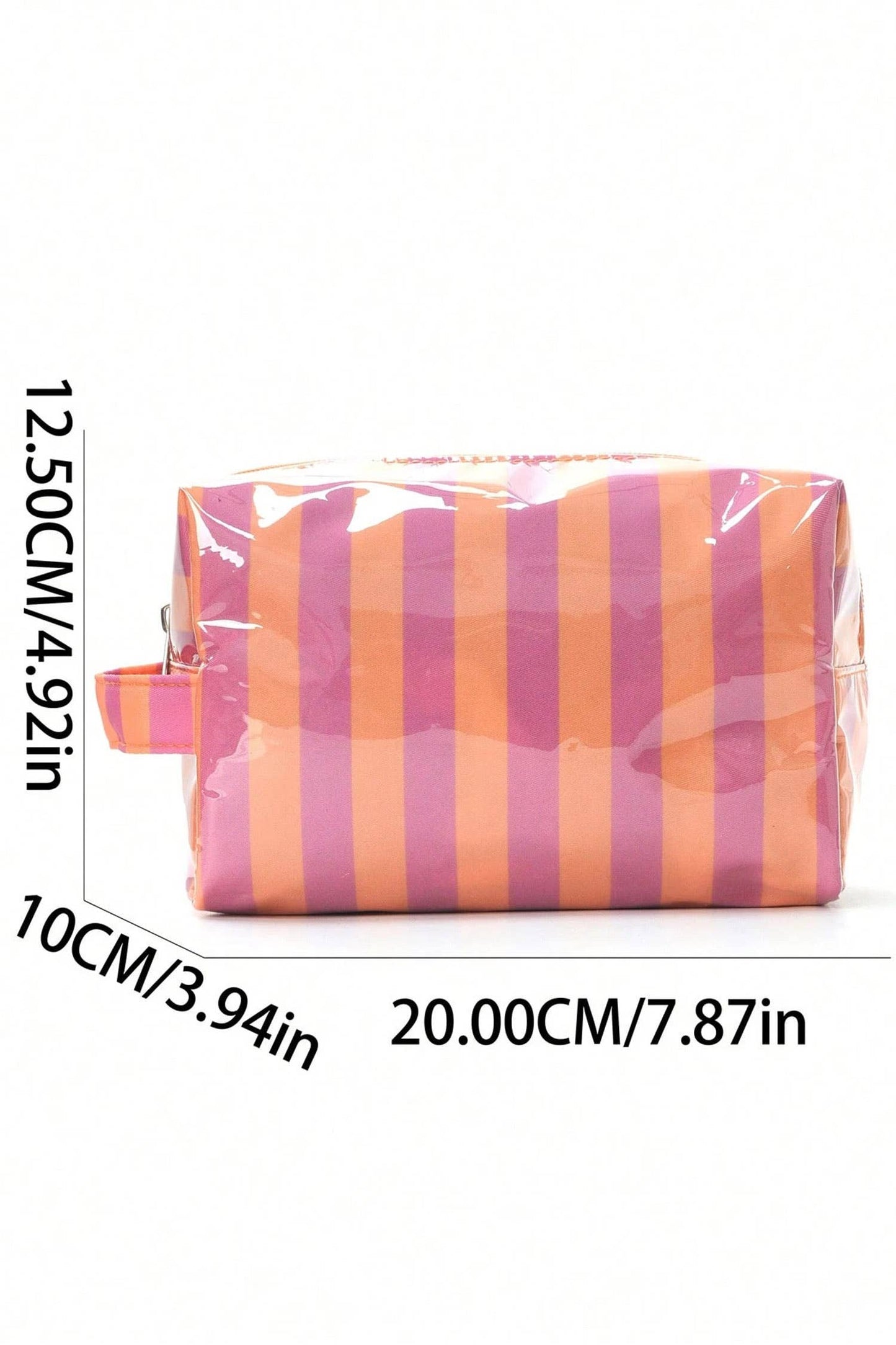 Striped Cosmetic Bag Durable Zipper Handle Travel Organizer
