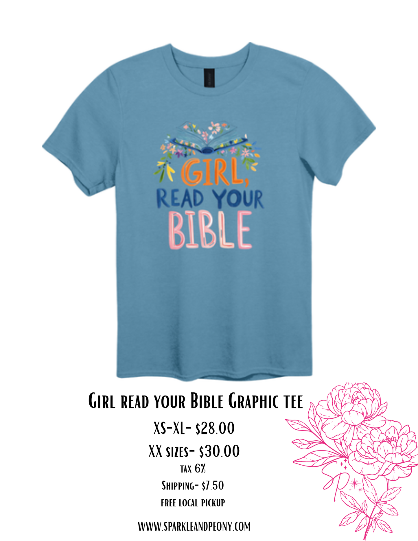Girl, Read Your Bible Graphic Tee | Christian Bible Study Shirt | Faith-Based Women's T-Shirt