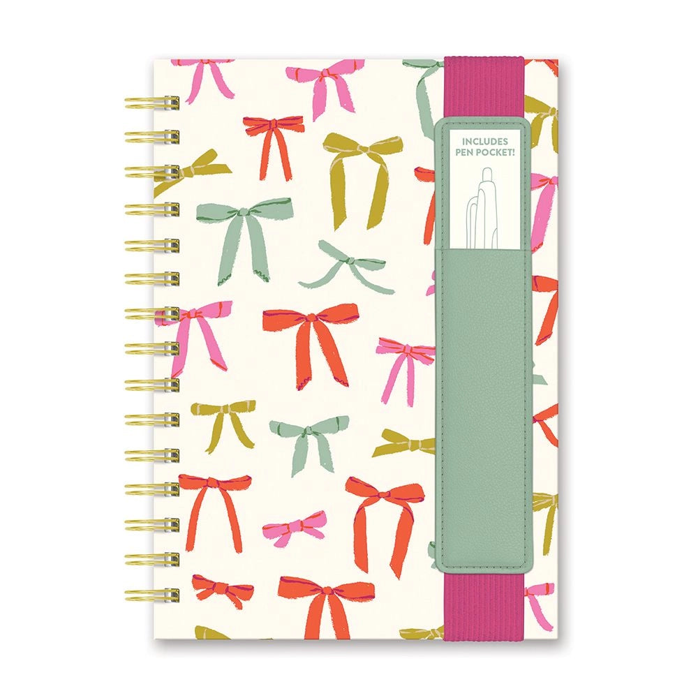 Put a bow on it spiral notebook with pen pocket