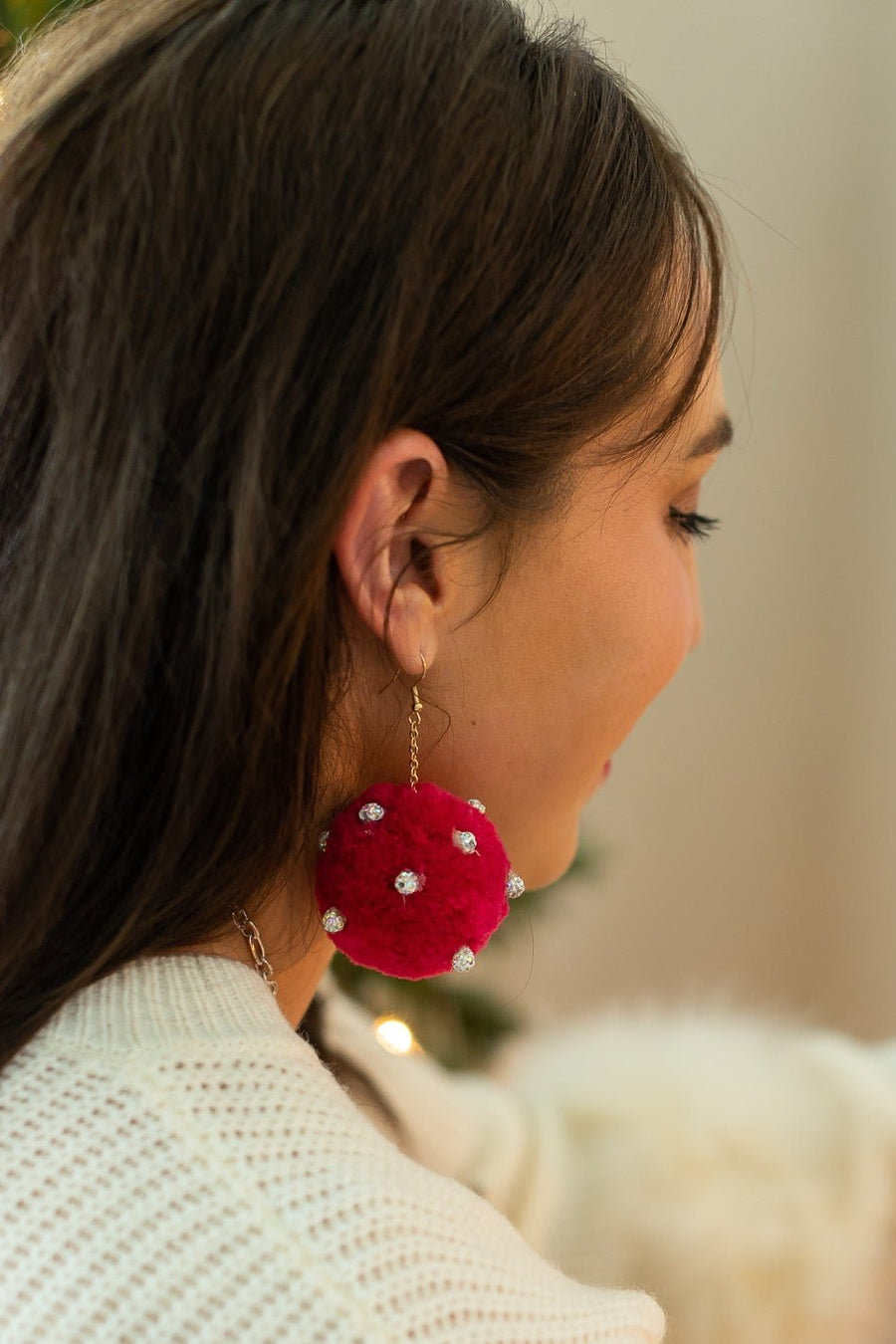 Send me the link pink pom earrings