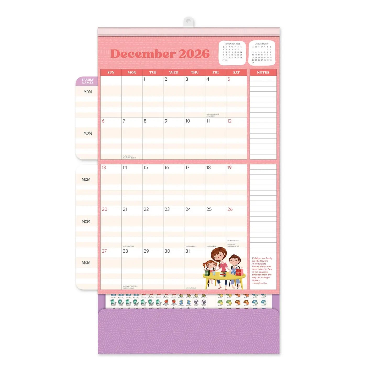 2026 Mom Do It All Wall Calendar – Family Organizer Calendar with Stickers, Pocket & Magnetic Hanger | 17-Month Planner for Busy Moms