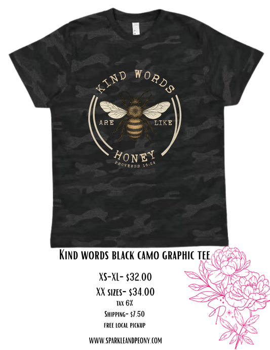 Kind words camo graphic tee