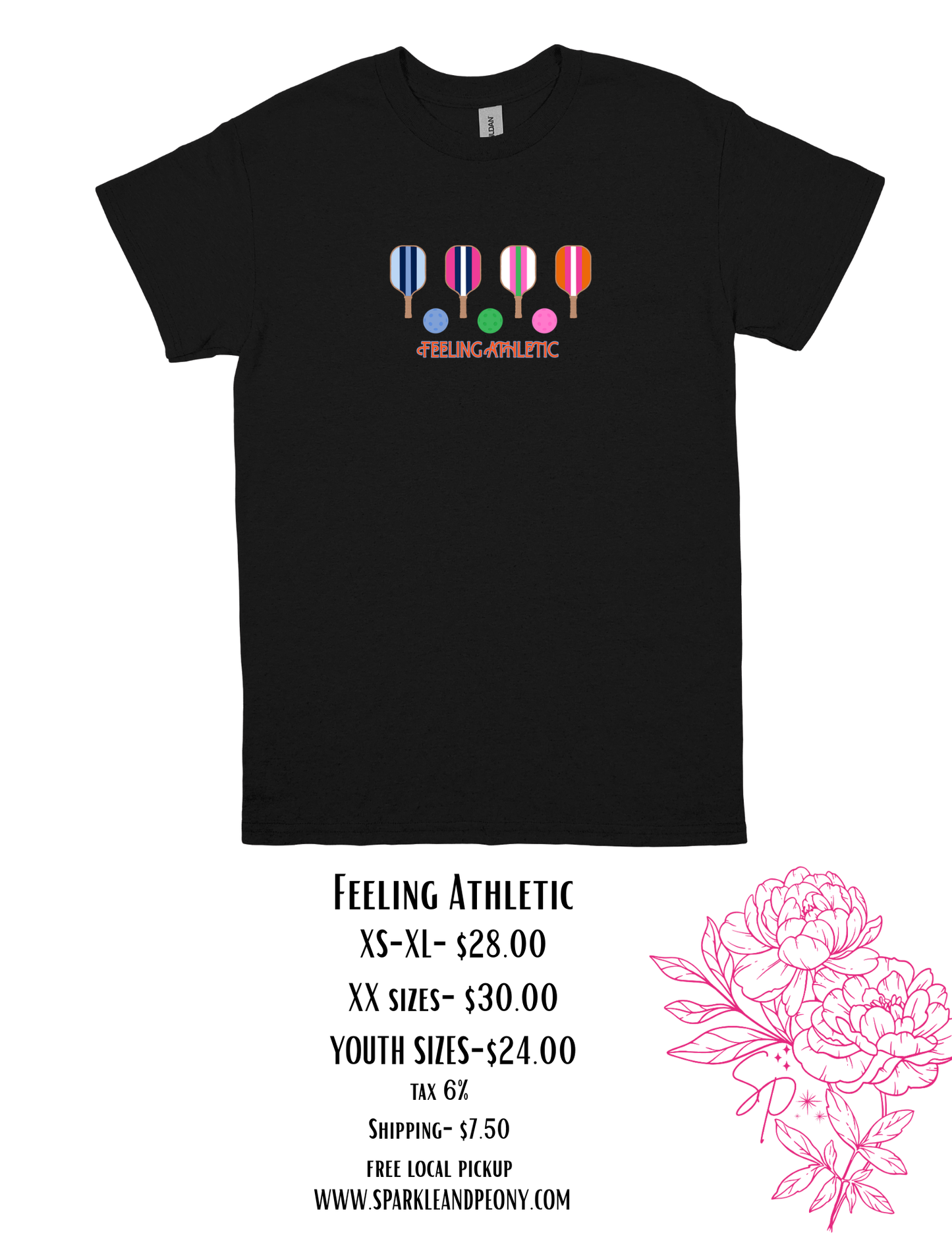 Feeling Athletic Pickleball Graphic Tee | Funny Pickleball Shirt | Black Gildan heavy cotton Unisex T-Shirt