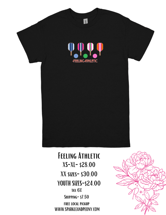 Feeling Athletic Pickleball Graphic Tee | Funny Pickleball Shirt | Black Gildan heavy cotton Unisex T-Shirt