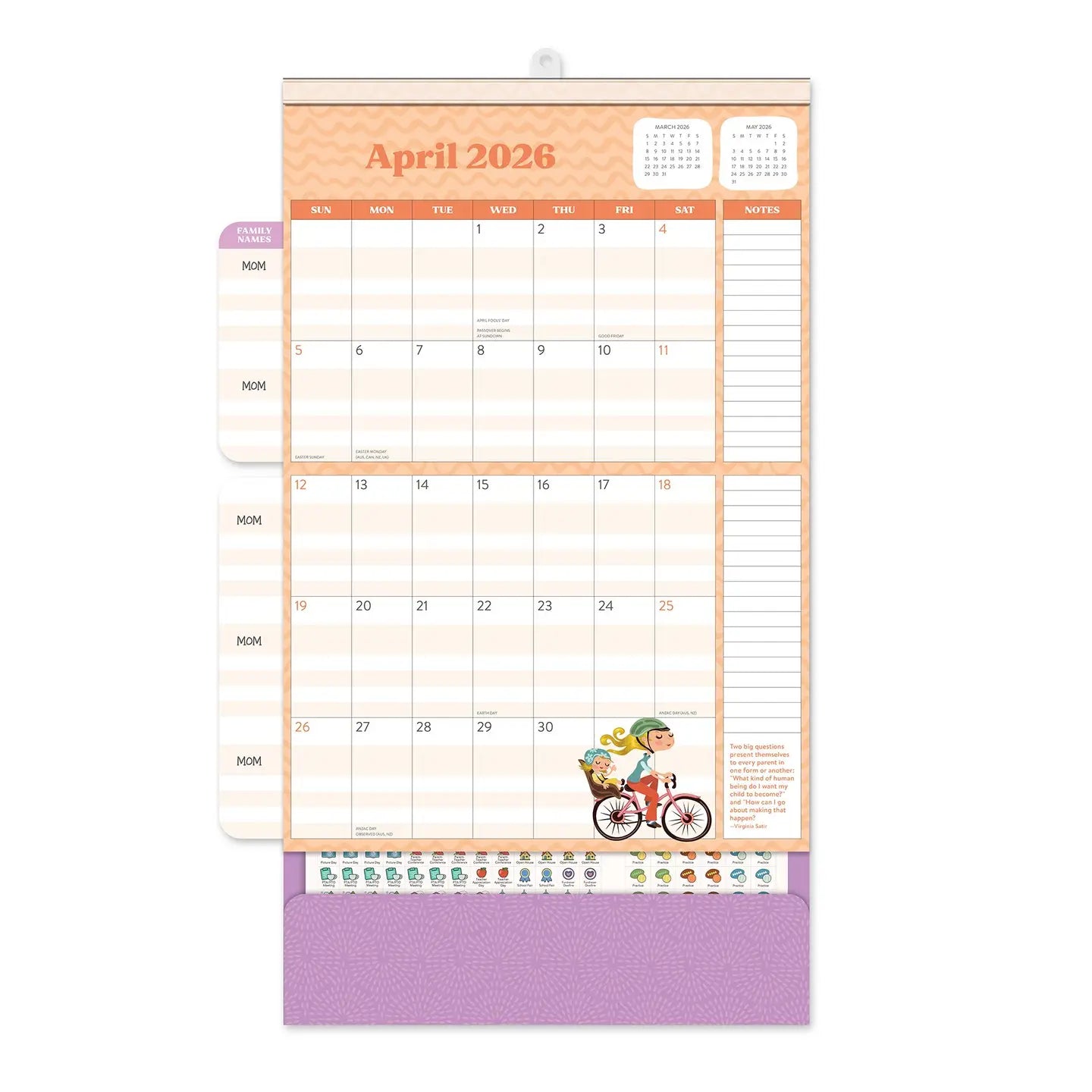 2026 Mom Do It All Wall Calendar – Family Organizer Calendar with Stickers, Pocket & Magnetic Hanger | 17-Month Planner for Busy Moms