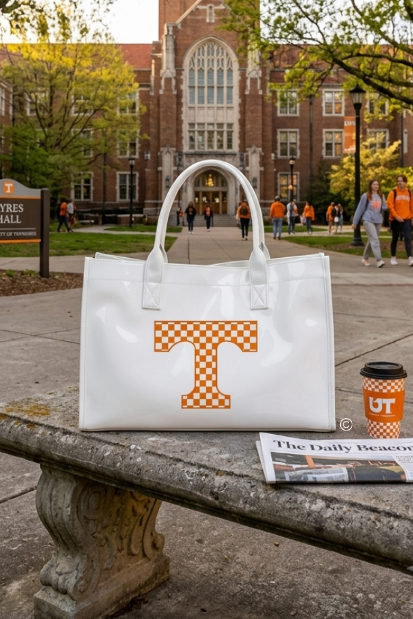 SC - ETA 8/24-9/7 Vols Checkered Power T Vinyl Tote Bag