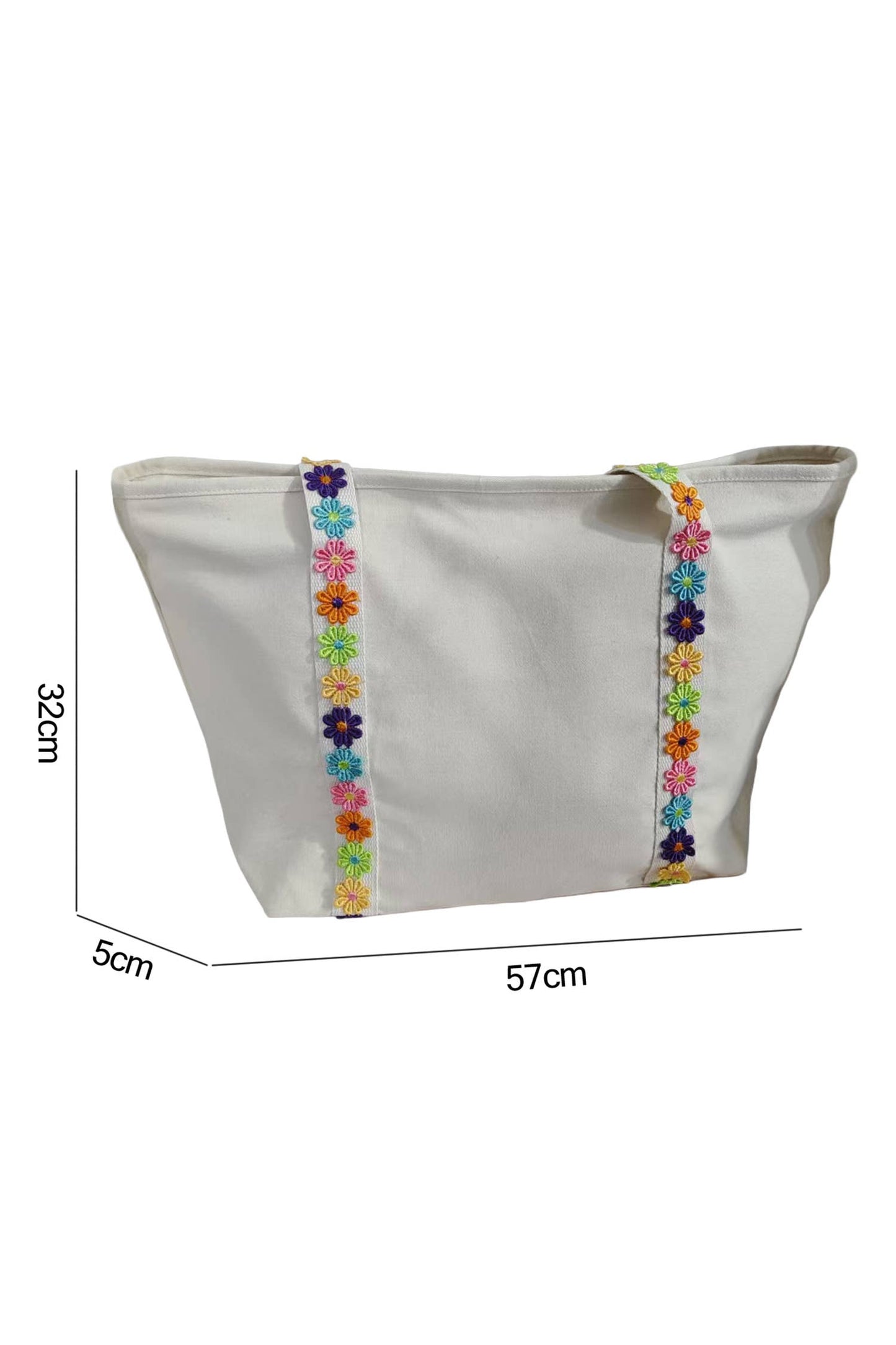 66 Colorful Ricrac-Trimmed Canvas Everyday Tote Bag