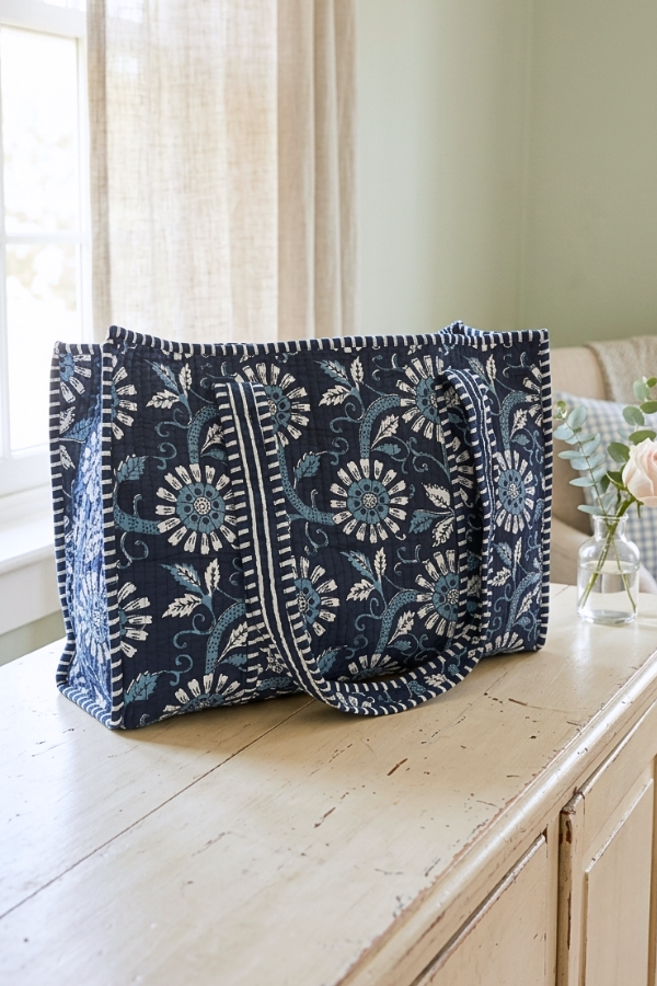 SC - Isla Navy Blue Floral Tote Bag