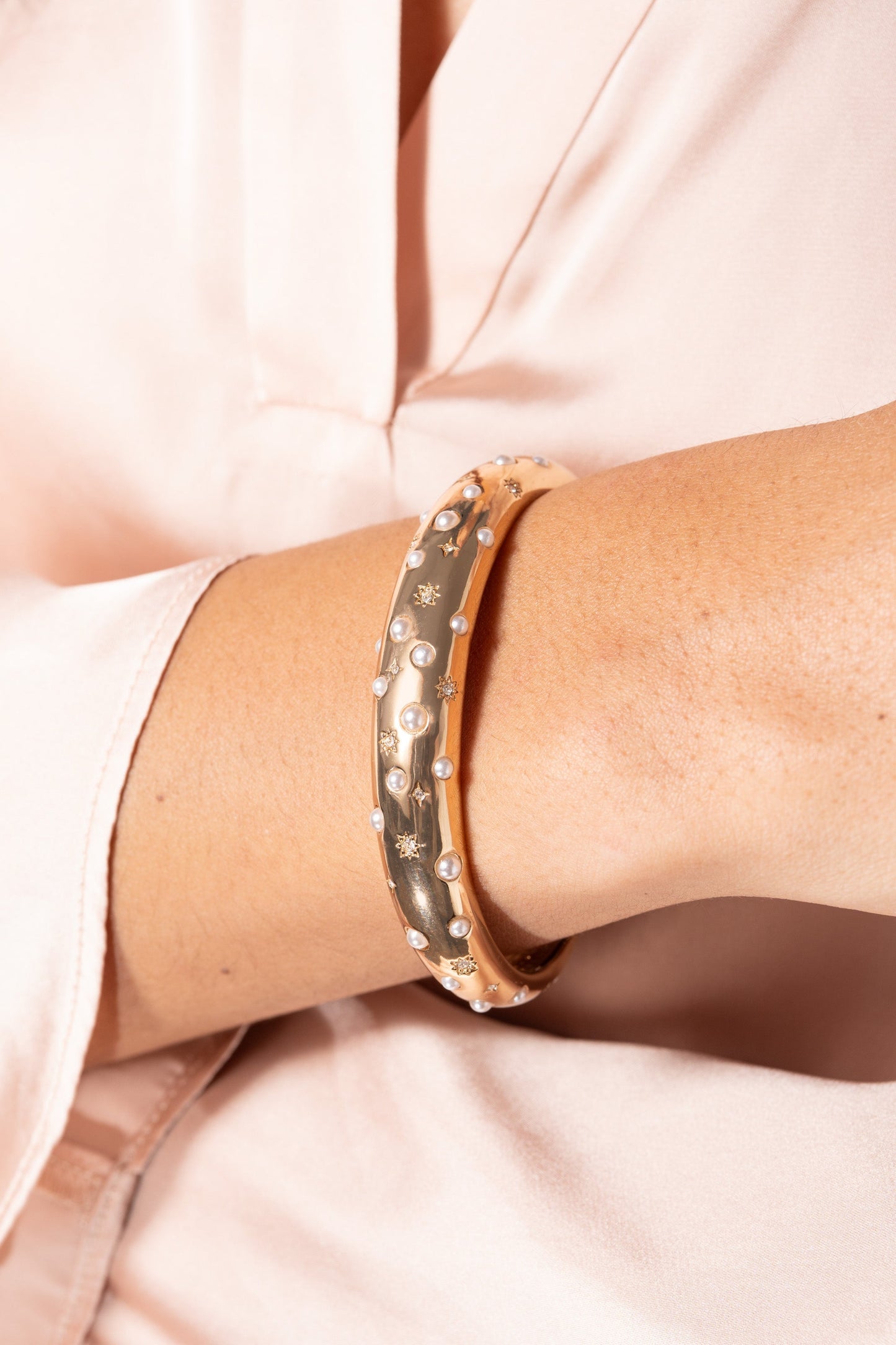 Pearl and Crystal Cuff Bracelet