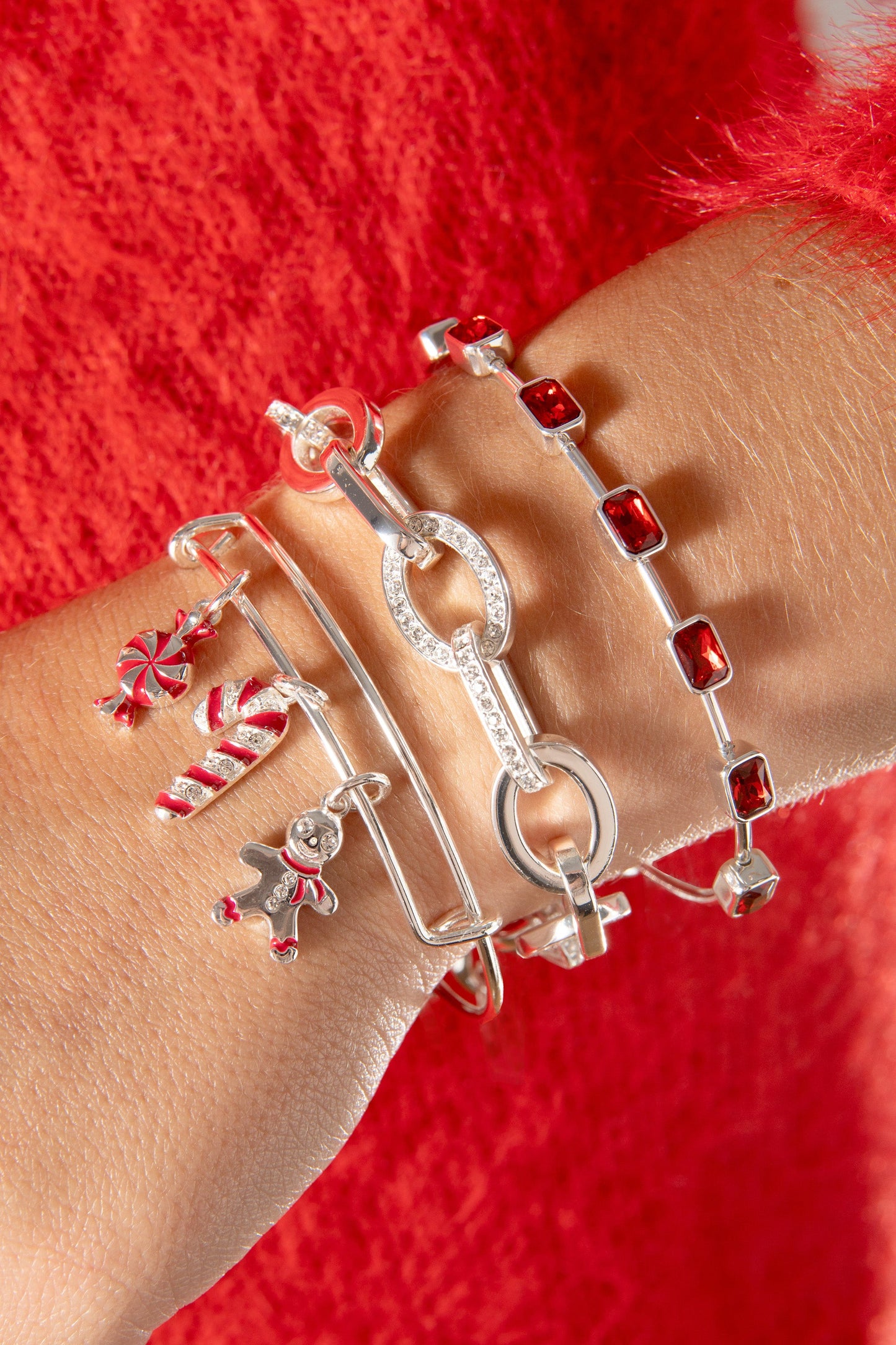 Holiday Candy Cane Charm Bangle