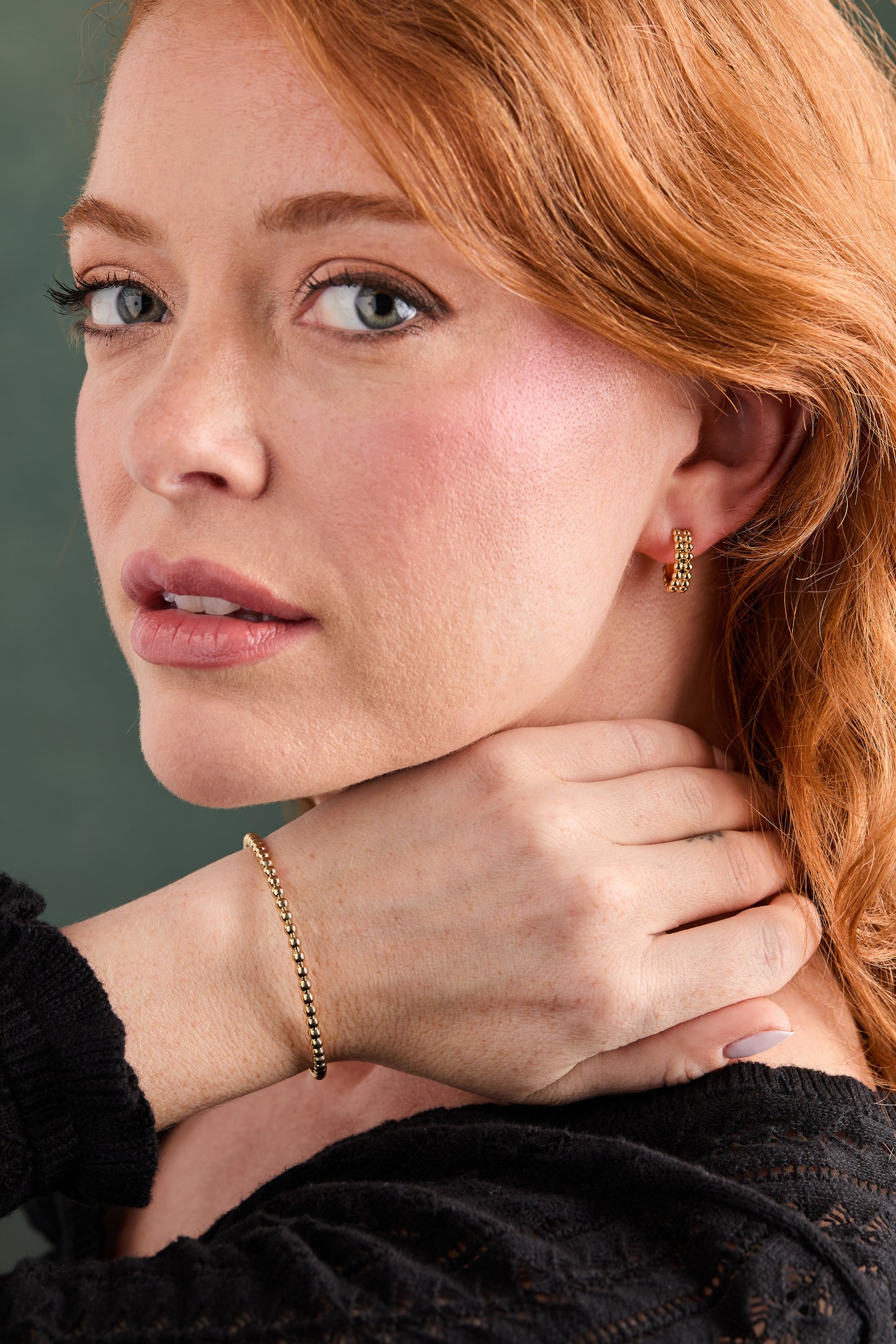 Gold Beaded Cuff Bracelet