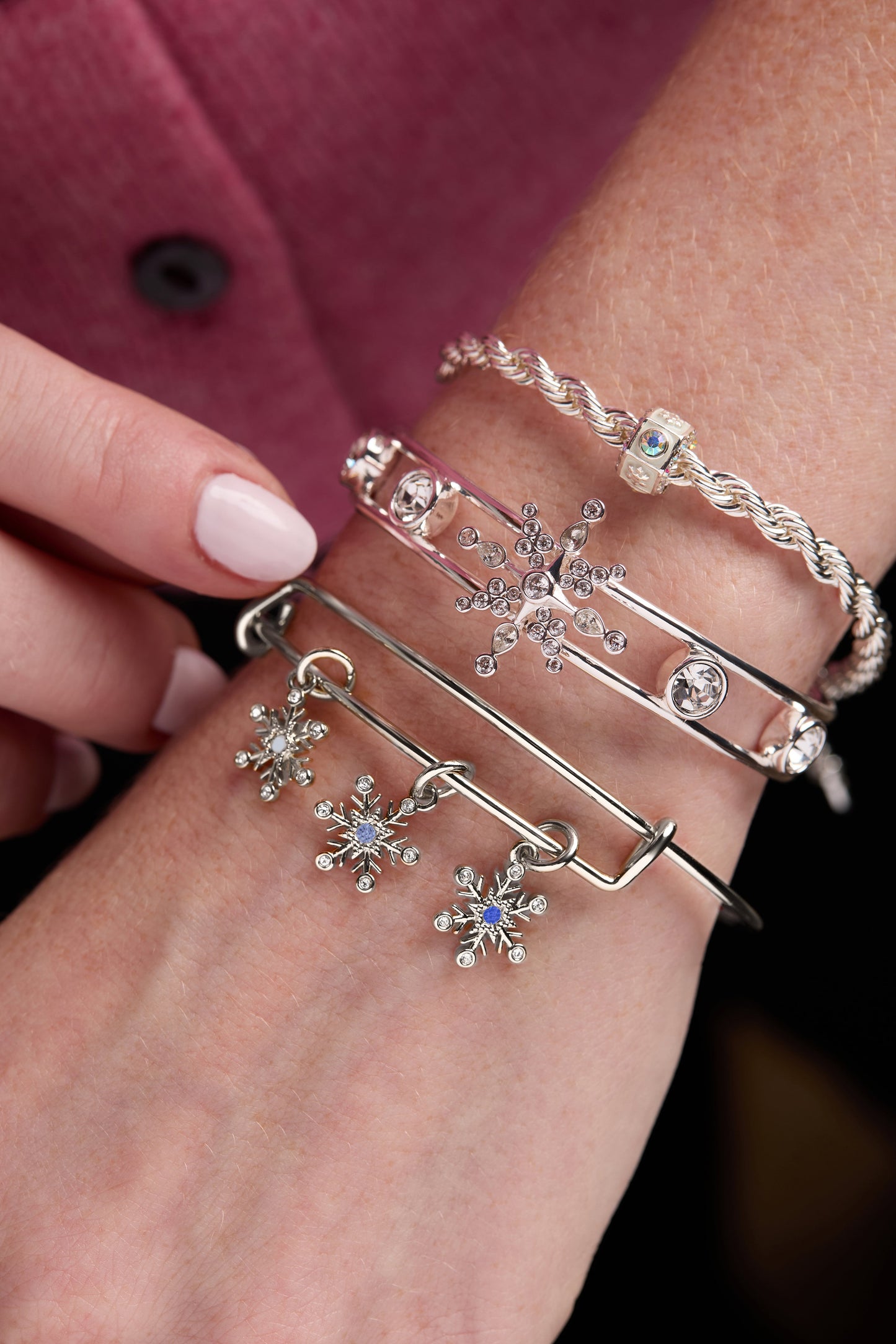 Snowflake Charm Bangle