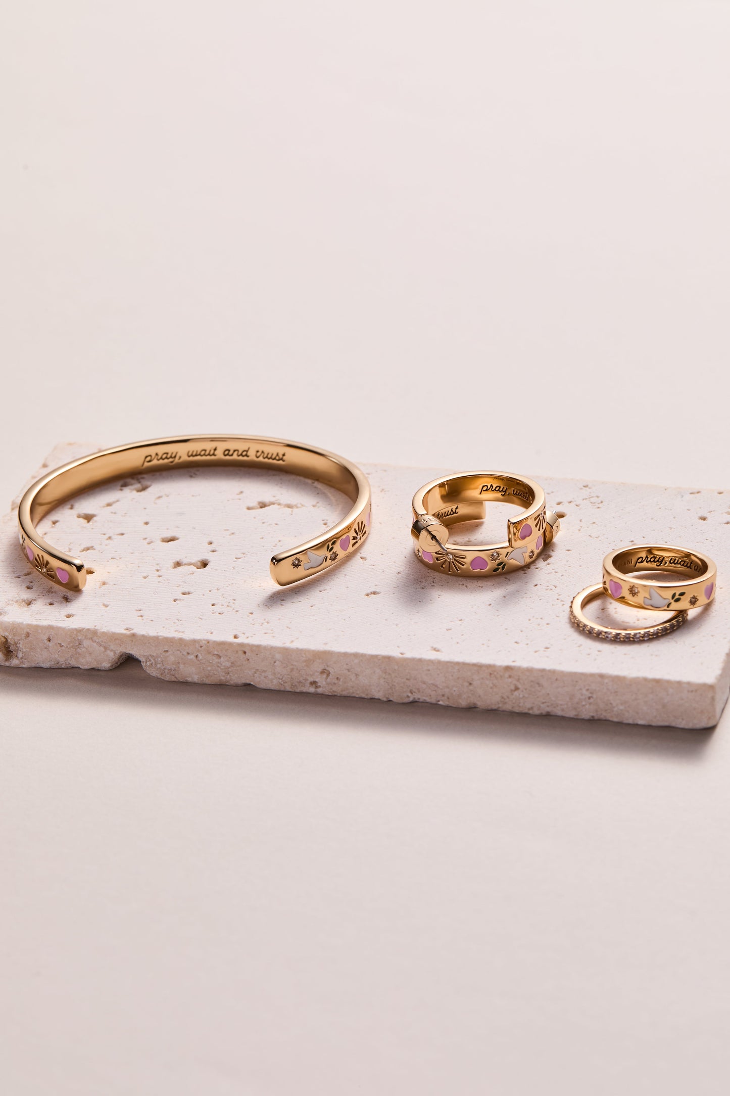 'Pray, Wait and Trust' Ring Set of 2