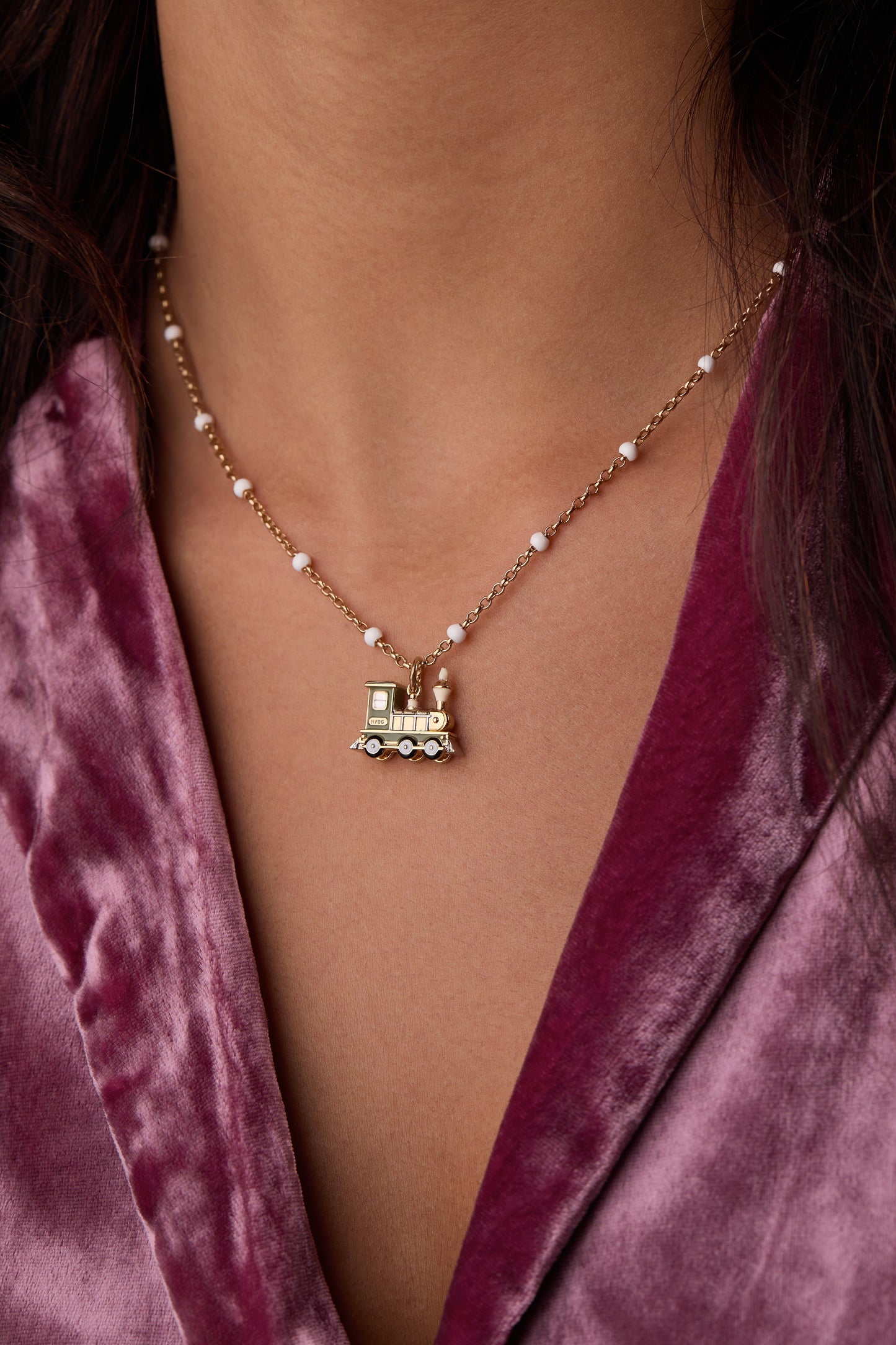 New York Botanical Garden® Holiday Train Pearl Chain Necklace