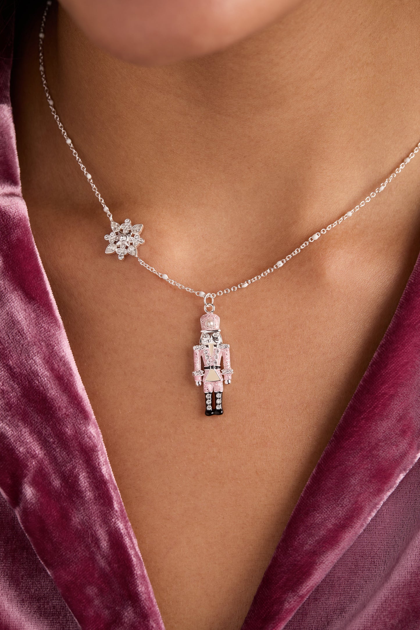 Nutcracker & Snowflake Pendant Necklace