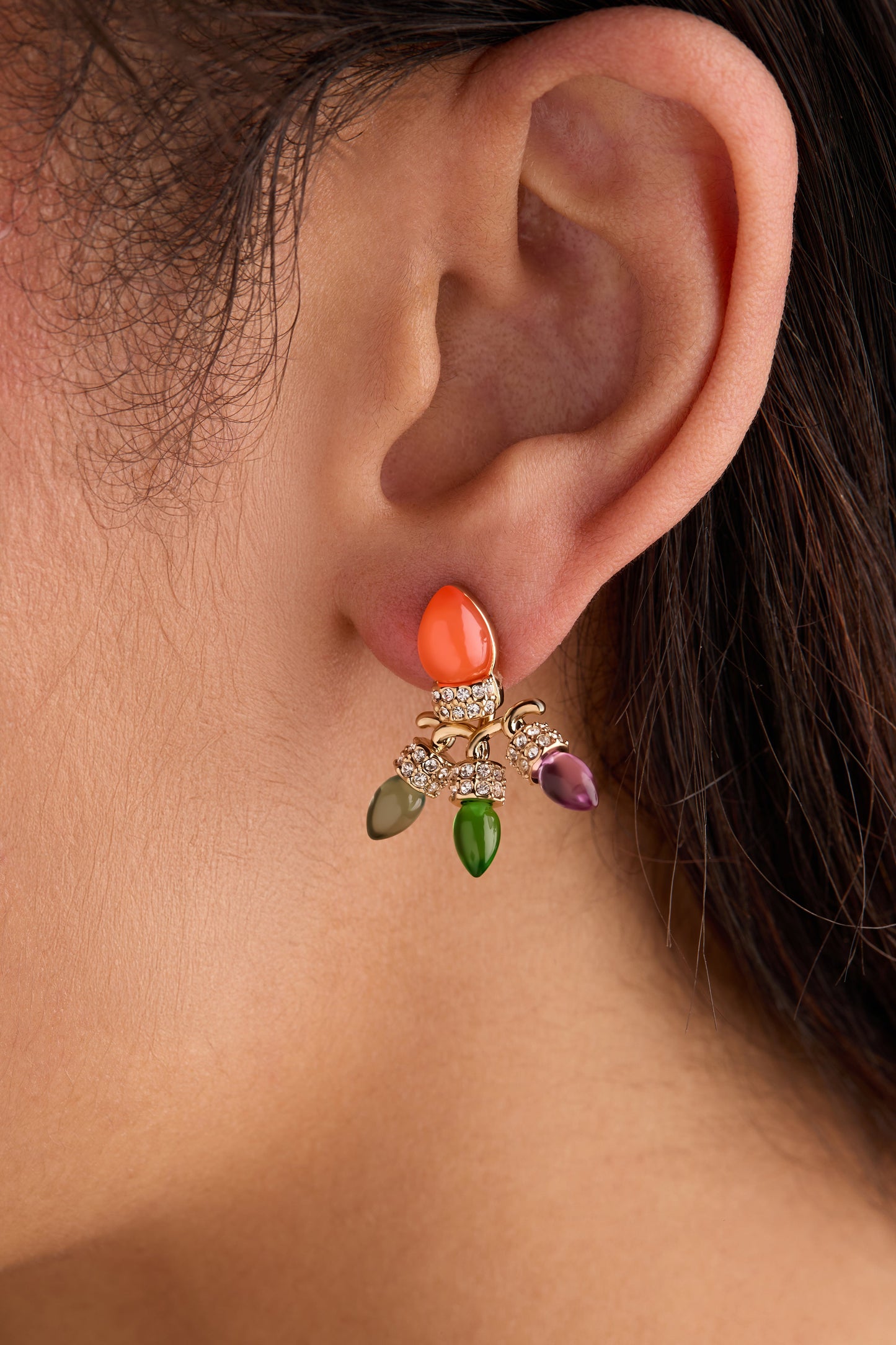 Christmas Light Bulb Jacket Earrings