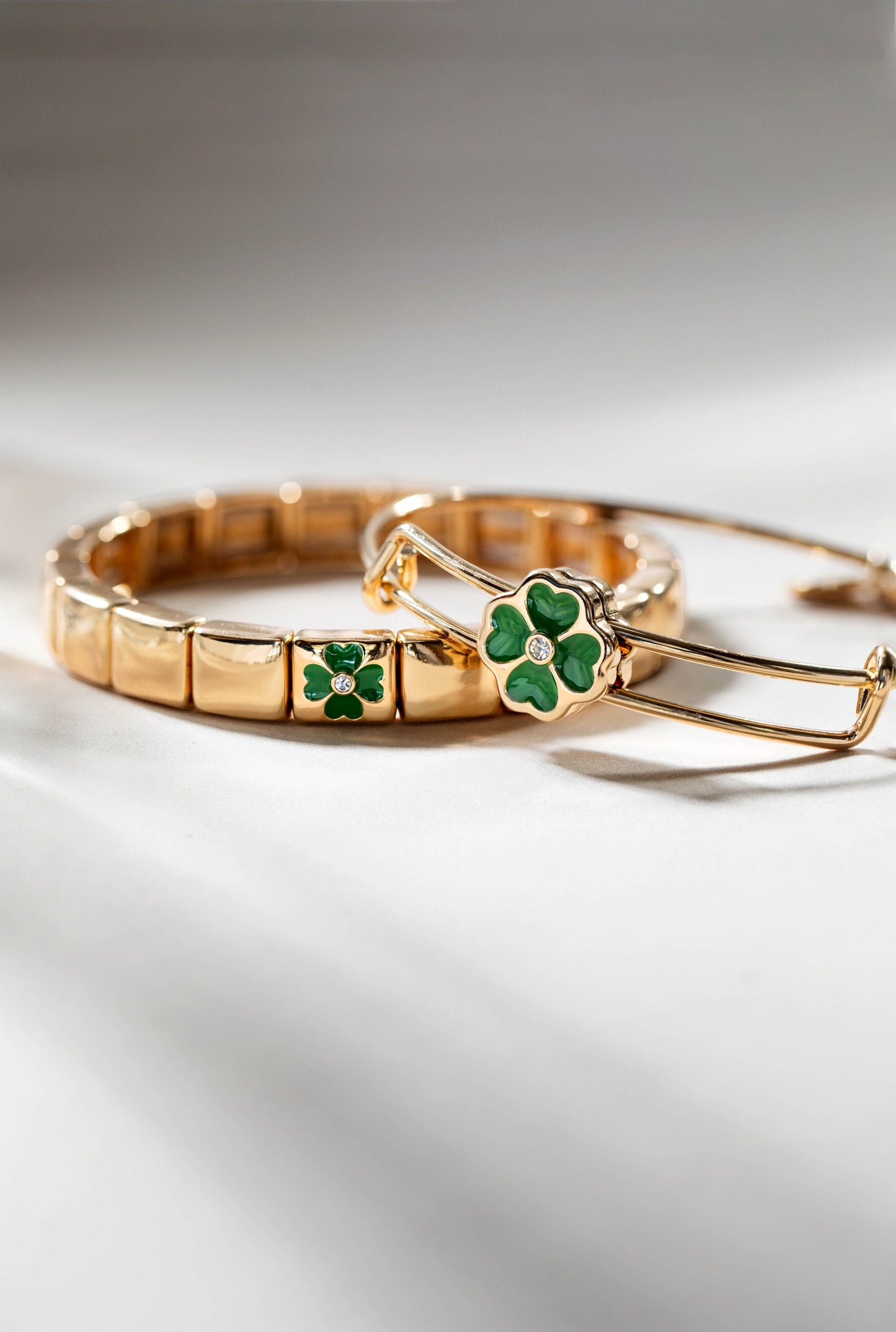 Four-Leaf Clover Slider Charm Bangle