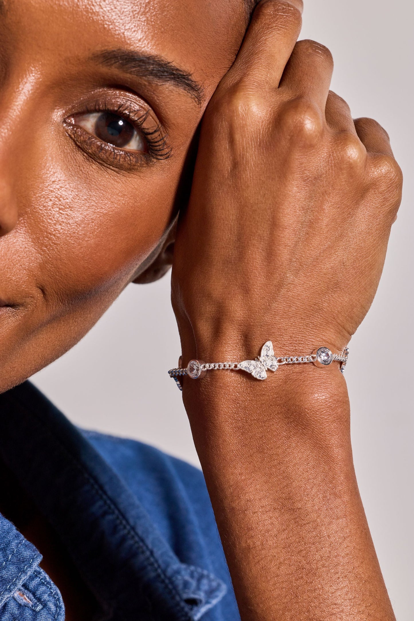 Glass Butterfly Bolo Bracelet