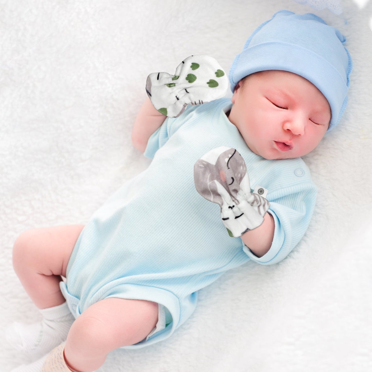Stay-On Baby Mittens with Silicone Grip - Baby Dino No Scratch Mittens for Newborns 0-6 Months