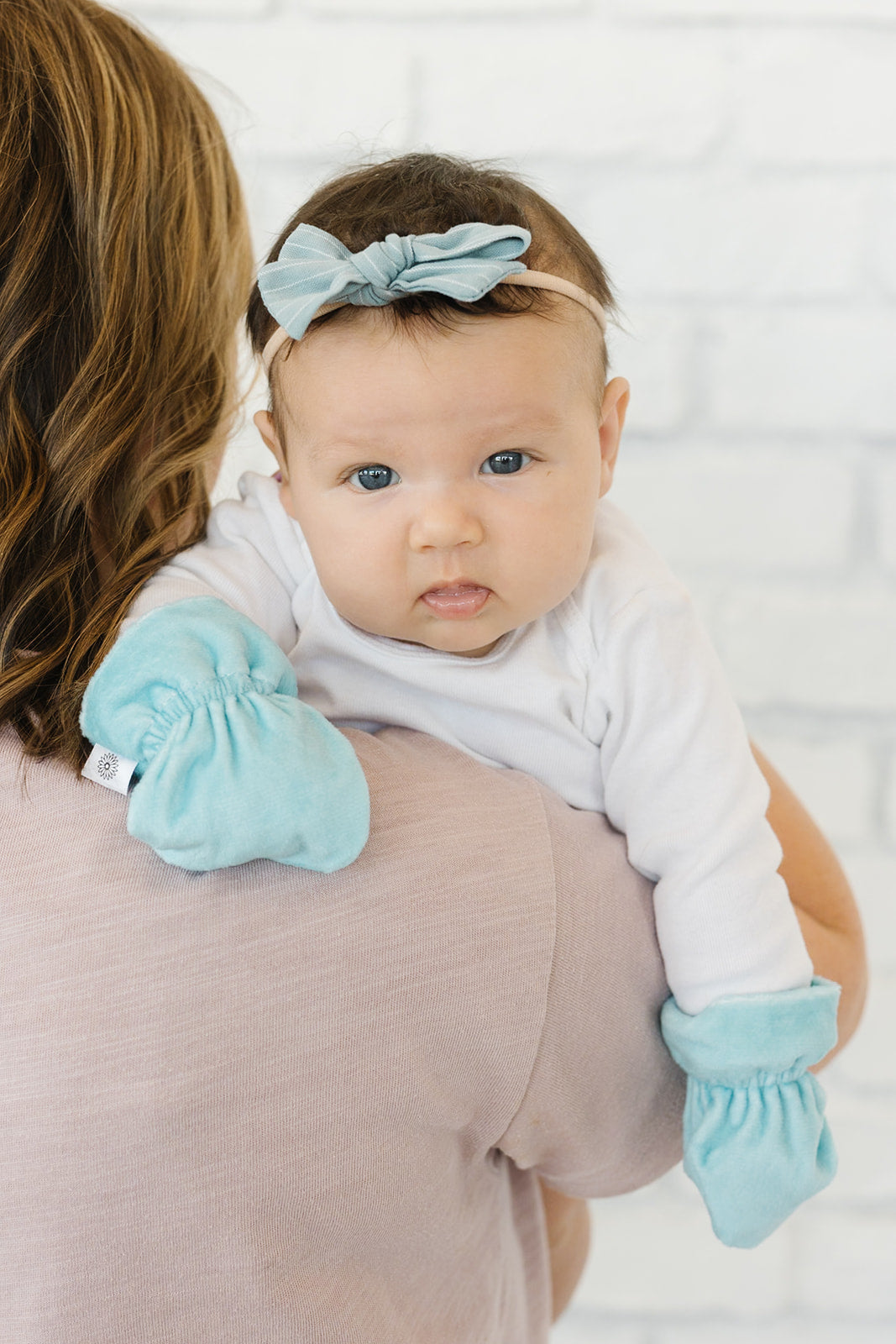 Stay-On Baby Mittens with Silicone Grip - Canal Blue No Scratch Mittens for Newborns 0-6 Months