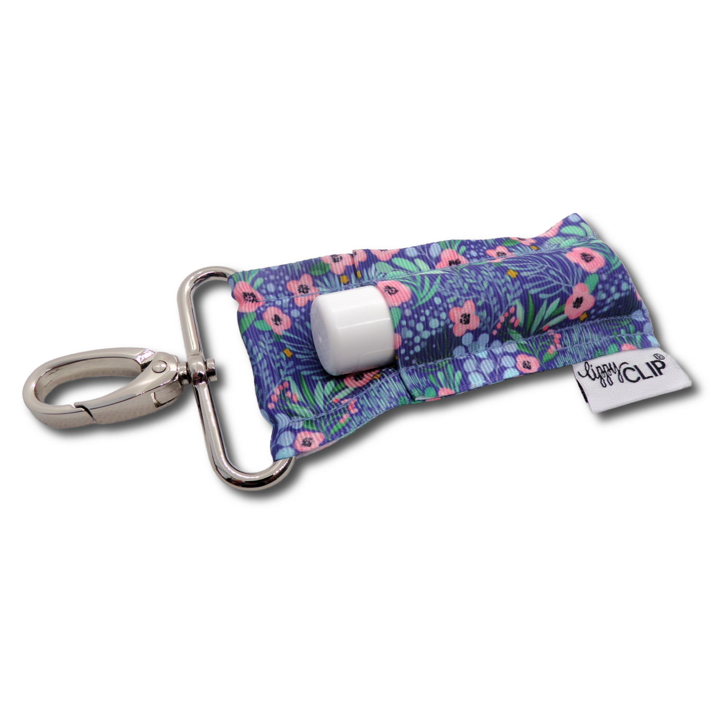 Blue Floral LippyClip KISS for larger lip balms, essential oil rollers, etc.