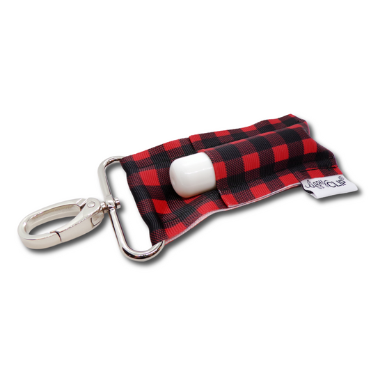 Buffalo Plaid LippyClip KISS for larger lip balms, essential oil rollers, etc.