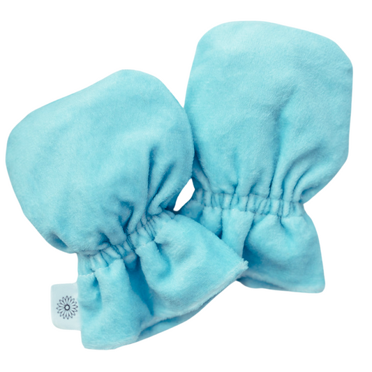 Stay-On Baby Mittens with Silicone Grip - Canal Blue No Scratch Mittens for Newborns 0-6 Months