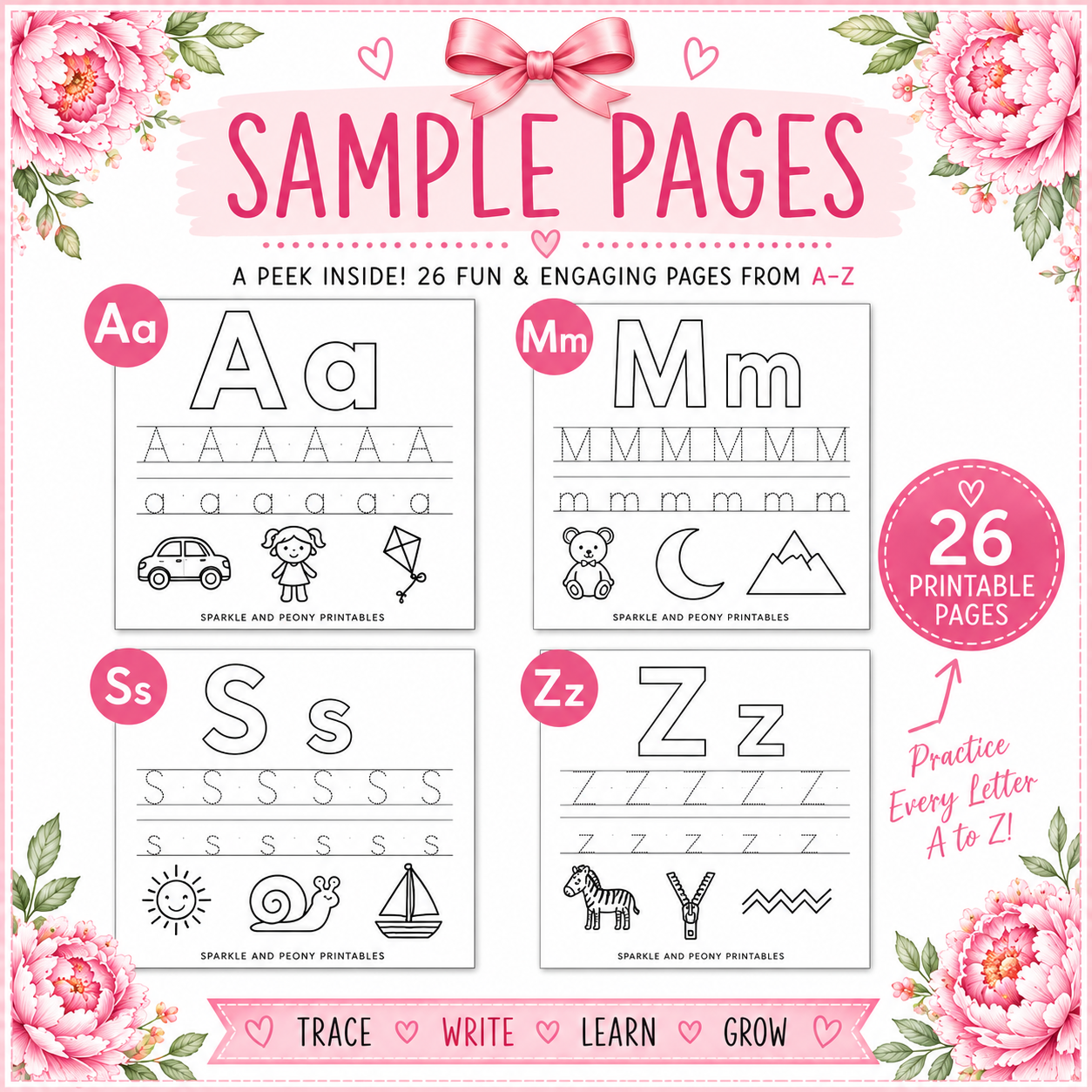 Alphabet Tracing Workbook Printable | Preschool Handwriting Practice | ABC Learning Worksheets | Homeschool Printable PDF | Kindergarten Writing Practice