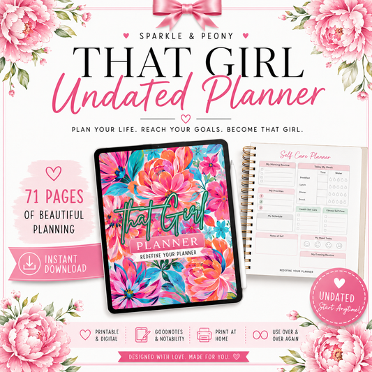 That Girl Undated Digital Planner | Printable PDF | GoodNotes Planner | 71 Pages