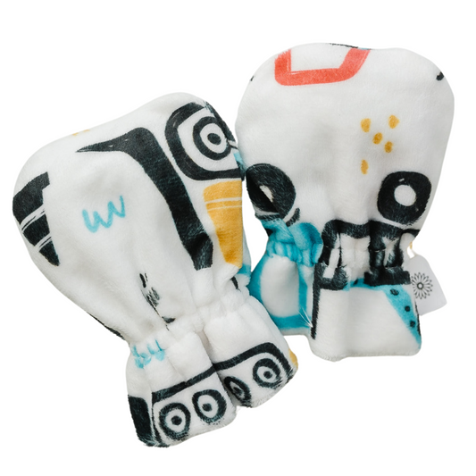 Stay-On Baby Mittens with Silicone Grip - Construction Trucks No Scratch Mittens for Newborns 0-6 Months