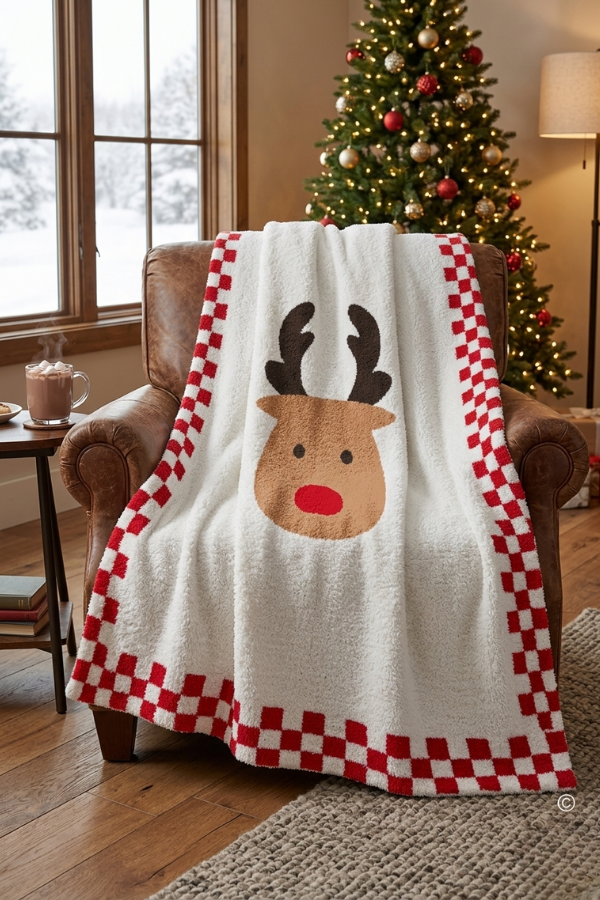 SC - ETA 9/30-10/14 Santa's Sweetheart Reindeer Blanket