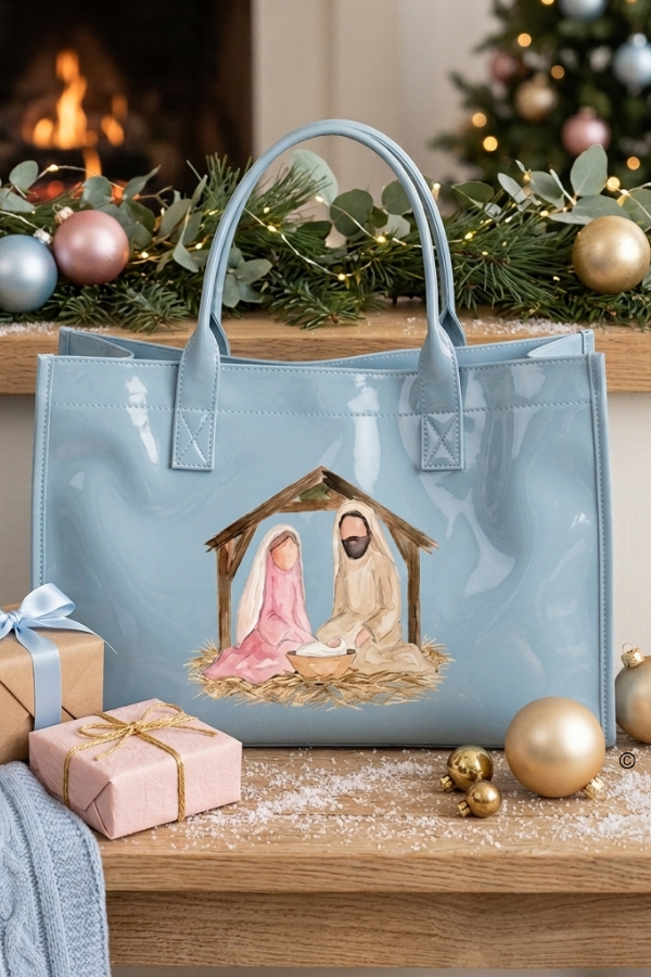 SC - ETA 9/30-10/14 A Sweet Noel Blue Vinyl Tote©