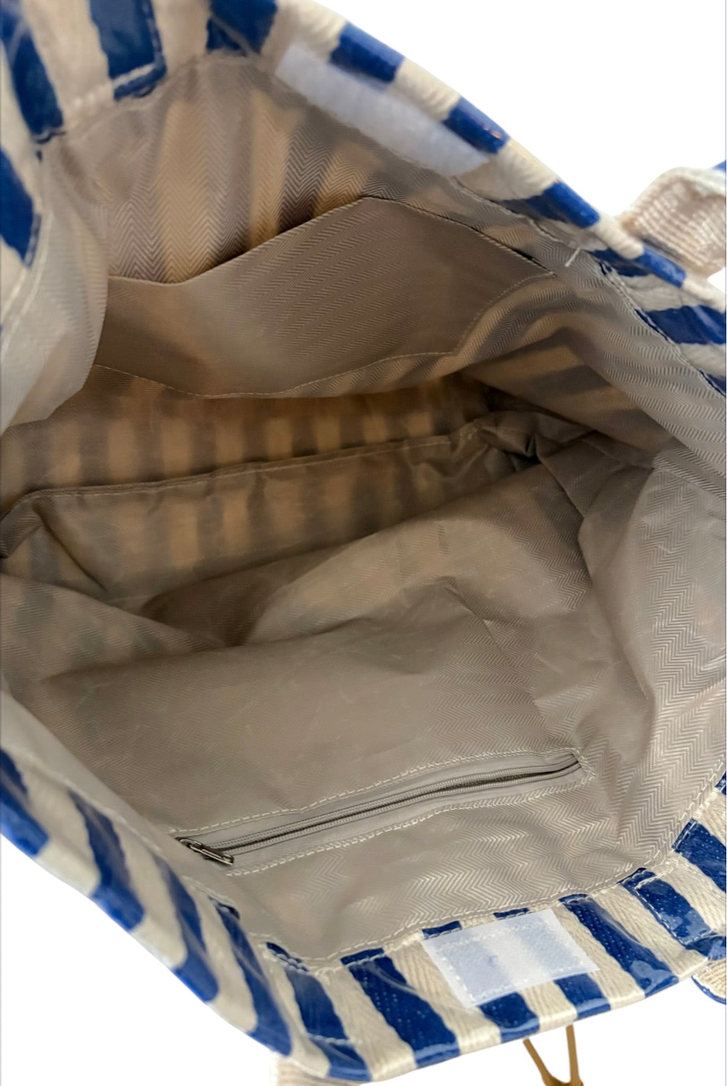 SC - ETA 4/30 - Blue and Beige Striped TOTE BAG