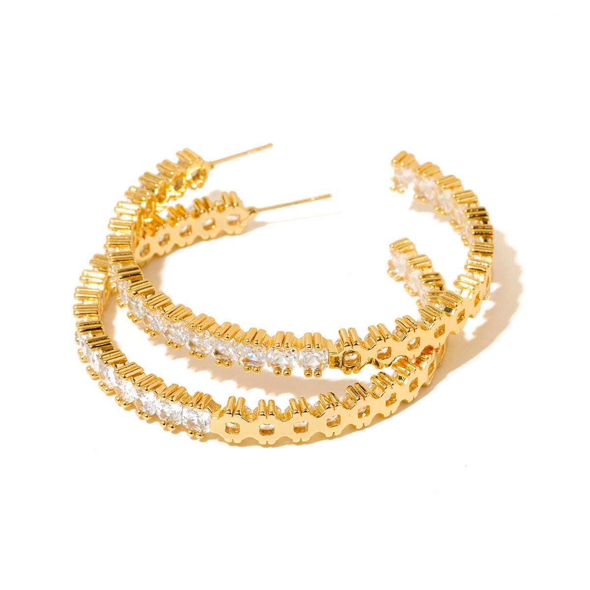 Bold and Beautiful Diamond Hoop Earrings - WATERPROOF