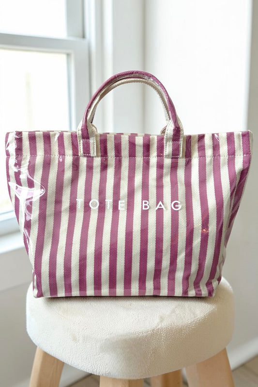 SC - ETA 4/30 - Pink and Beige Striped TOTE BAG