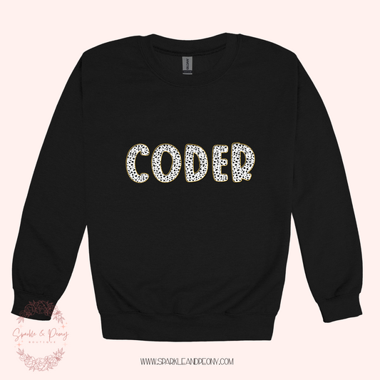 Coder bubble dalmatian spot graphic crewneck- adult sizes