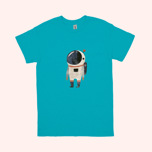Kate the Astronaut graphic tee on tropical blue- adult