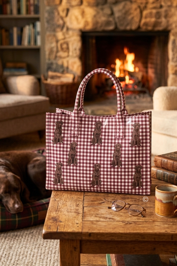 SC - ETA 9/30-10/14 The Hank Maroon Gingham Vinyl Tote©