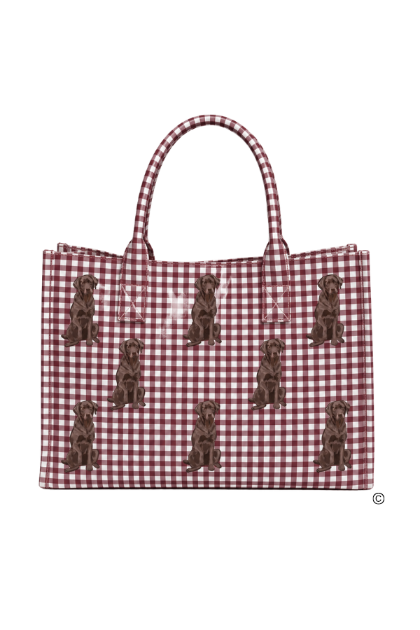 SC - ETA 9/30-10/14 The Hank Maroon Gingham Vinyl Tote©
